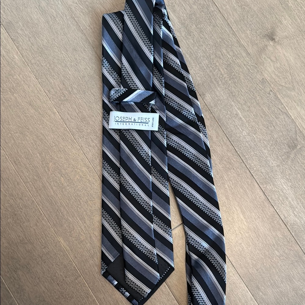 Joseph & Feiss Black and Gray Striped Tie